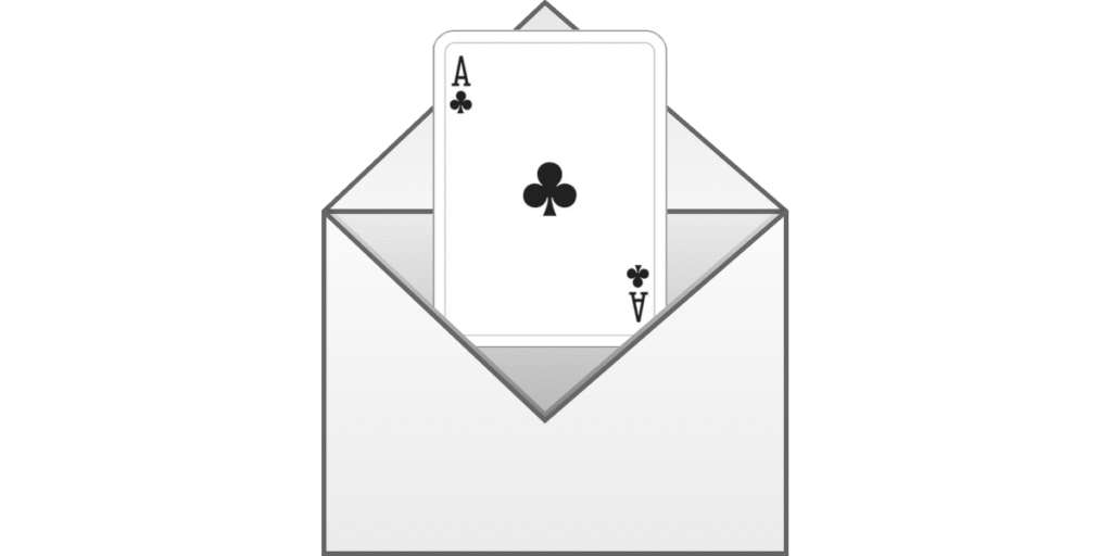 Open envelope with Ace of clubs